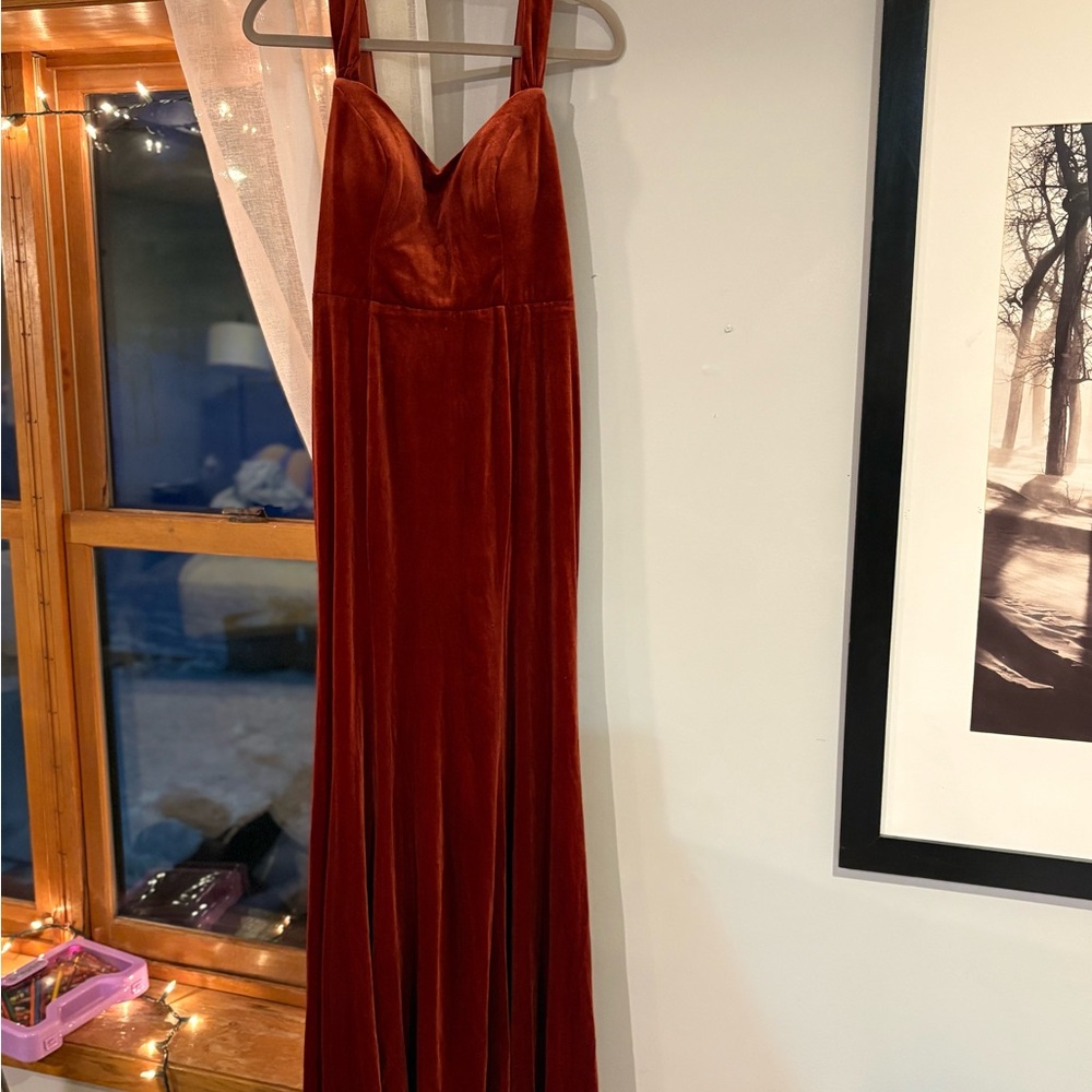 Azazie velvet terracotta Dress - Picture 2 of 9
